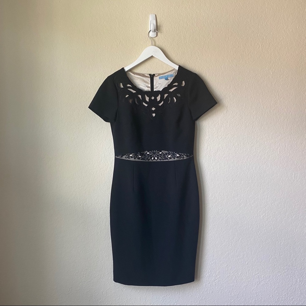 Antonio Melani Black Embroidered Career Dress